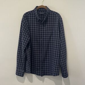 Mizzen Main Shirt‎ Mens XXL Performance Menswear Blue Checker Button Long Sleeve